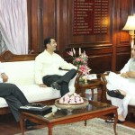 USINPAC Chairman Sanjay Puri and Director, India Affairs Robinder Sachdev in conversation with Indian Home Minister Rajnath Singh